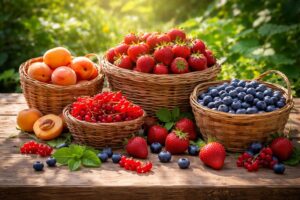 Letní ovoce plné antioxidantů jako jahody, rybíz, meruňky a borůvky