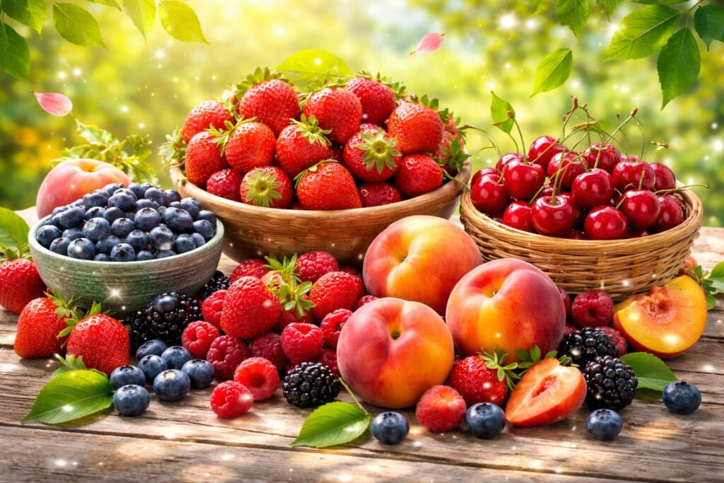Letní ovoce plné antioxidantů na slunečním světle