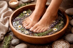 Bylinné koupele na nohy pro relaxaci a zdraví pokožky