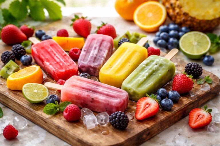 Domácí ovocné nanuky připravené bez přidaného cukru a barviv.