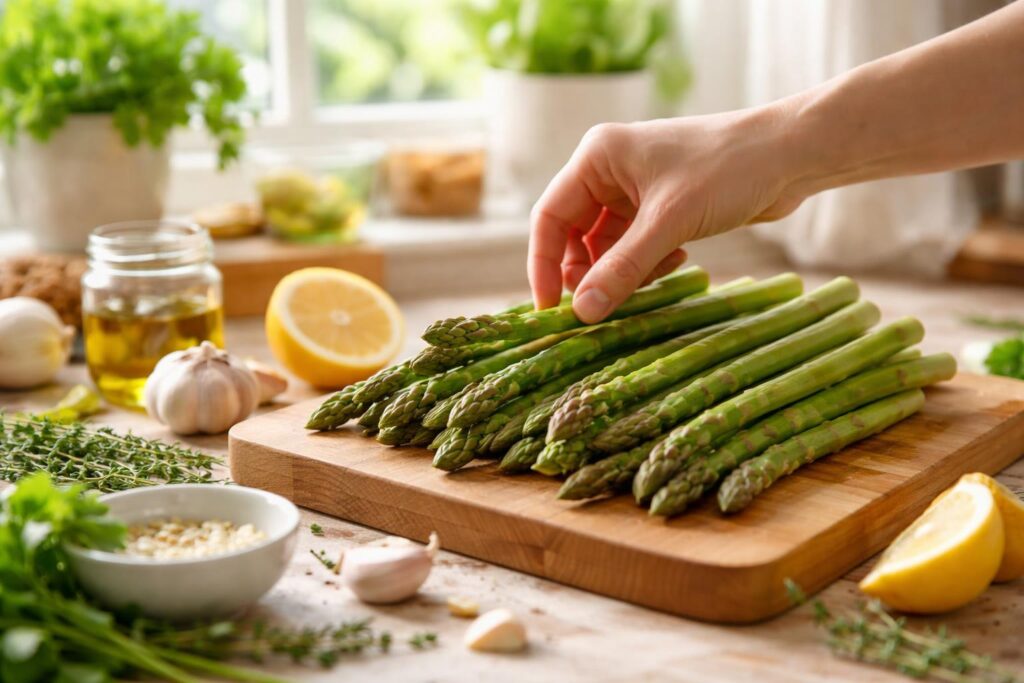 Čerstvý zelený chřest připravený na jarní sezónu