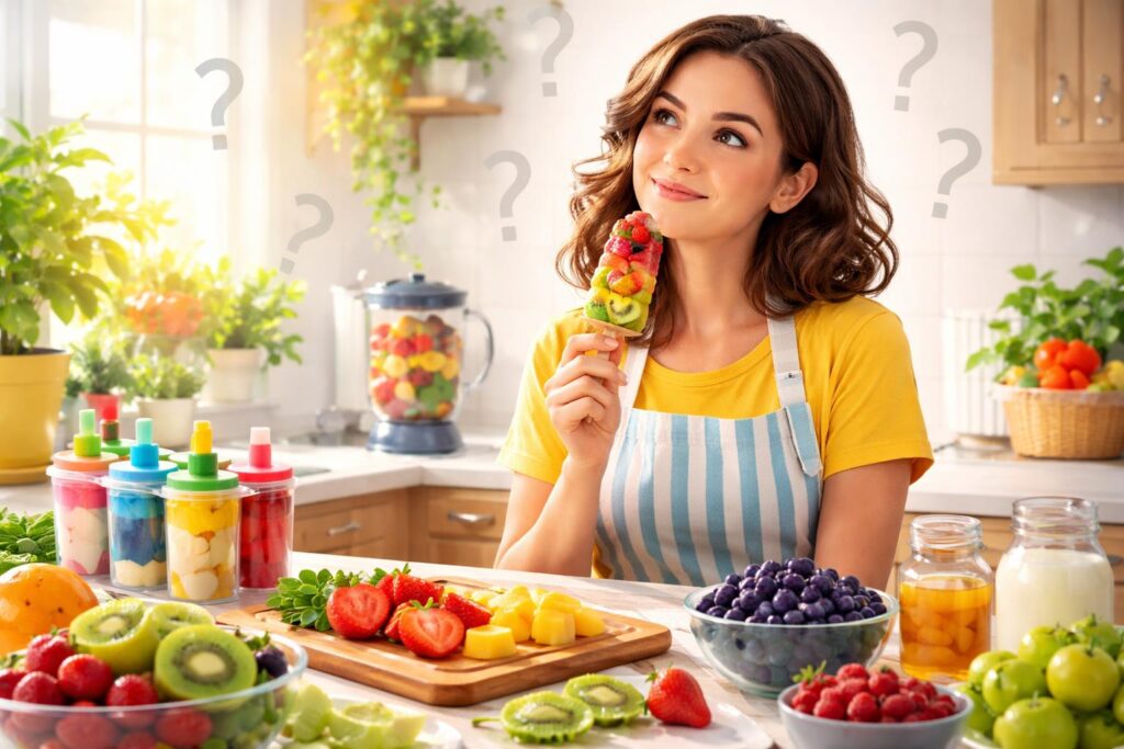 Domácí ovocné nanuky z ovoce připravené v kuchyni