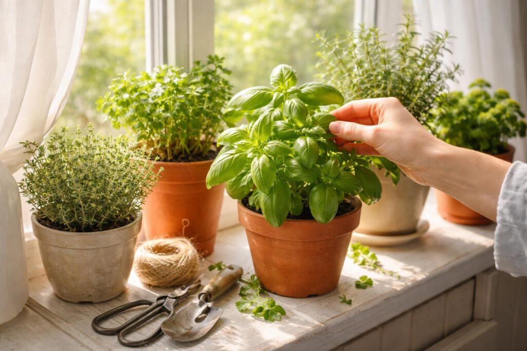 Pěstování bylinek v květináčích na okně v domácnosti