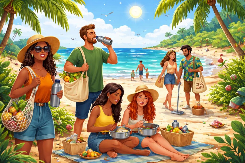 Lidé cestující udržitelné v přírodě během letních prázdnin