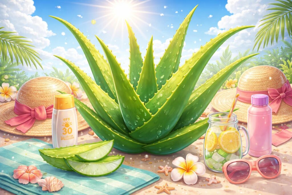 Aloe vera gel pomáhá při spálení sluncem a léčí pokožku