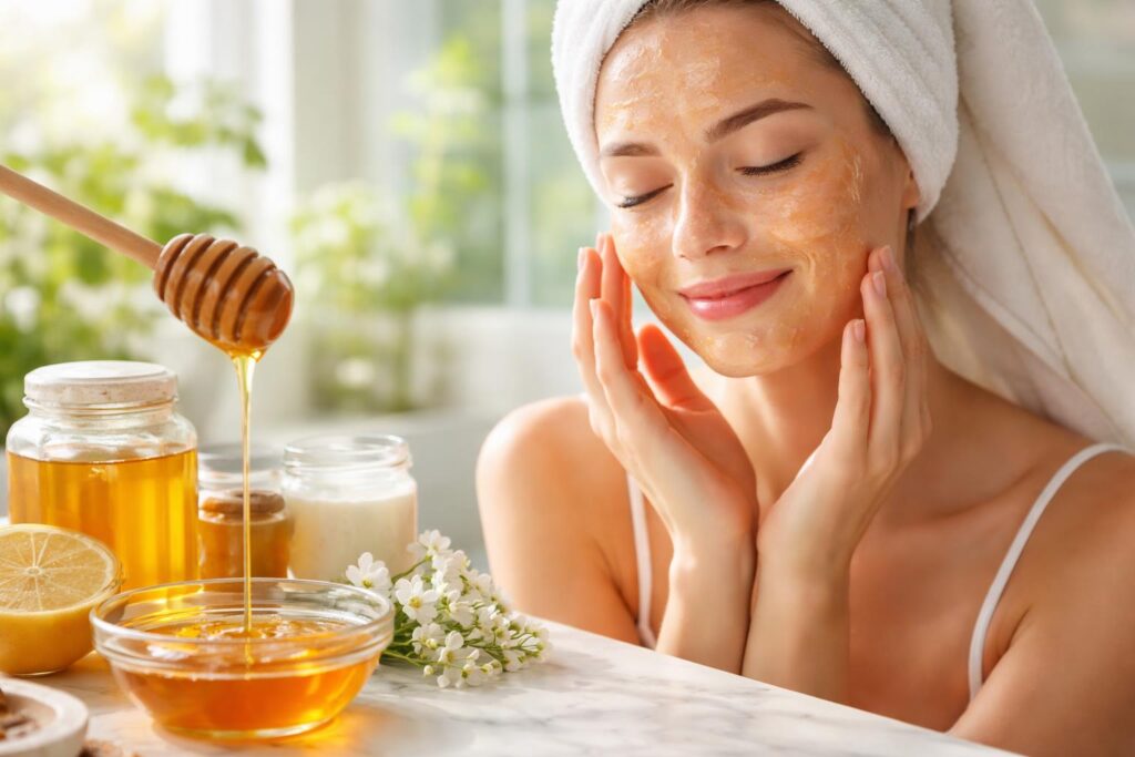 Medová pleťová maska pro hydrataci a krásu pokožky obličeje