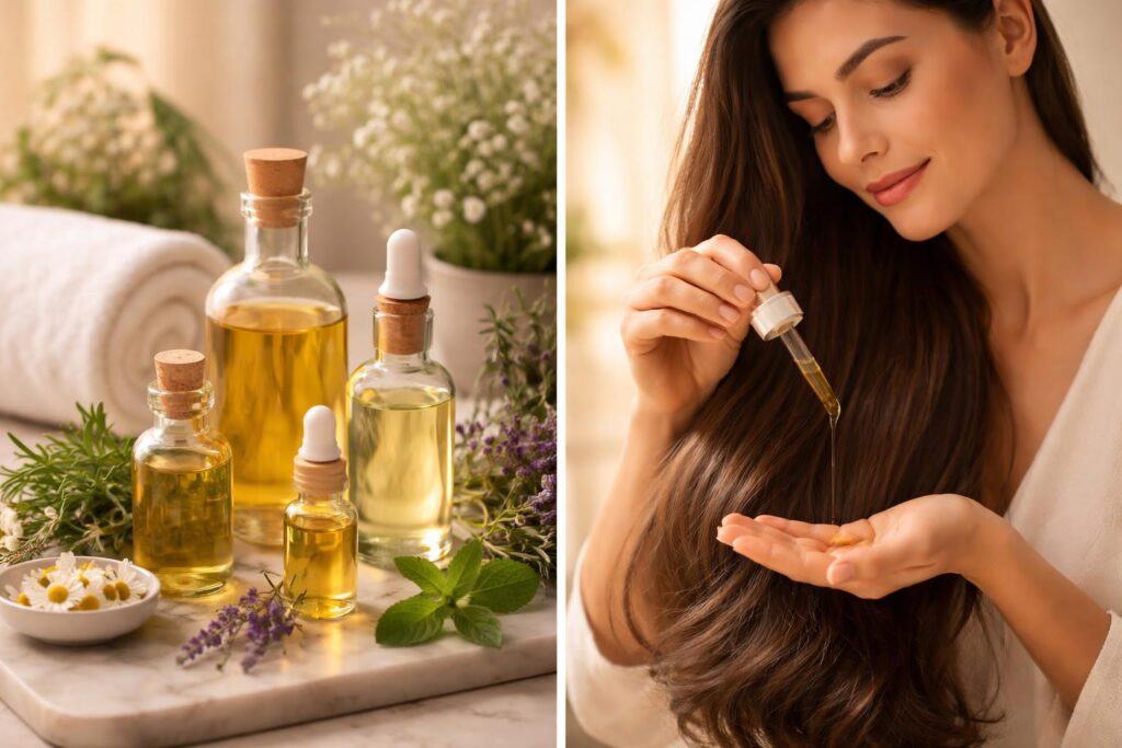 Přírodní oleje pro lepší růst vlasů během každodenní péče