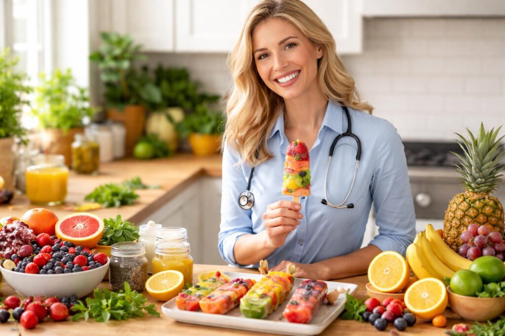 Domácí ovocné nanuky připravené ze zdravých surovin v lese