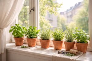 Pěstování bylinek na okenním parapetu v malém bytě