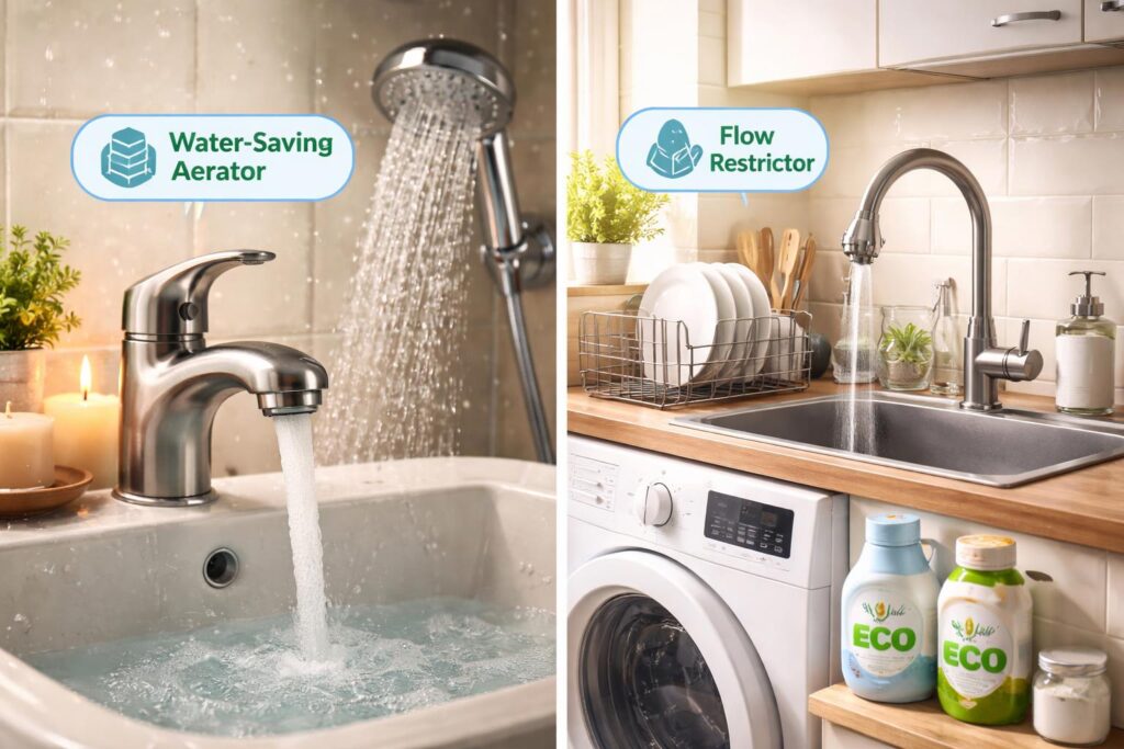 Efektivní úspora vody v koupelně, kuchyni a při praní prádla