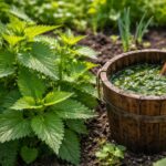 Přírodní kopřivy používány jako ekologické hnojivo na zahradě